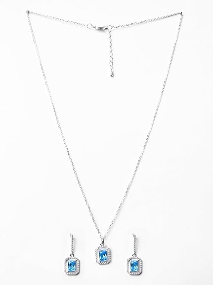 Sterling Silver Azul Pendant Earring Chain Jewellery Set | Rhodium Plated, Swiss Zirconia - Image 3