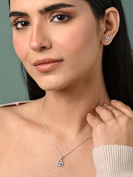 Sterling Silver Bianca Solitaire Pendant Earrings Chain Necklace Jewellery Set | Platinum Plated, Swiss Zirconia - Image 4