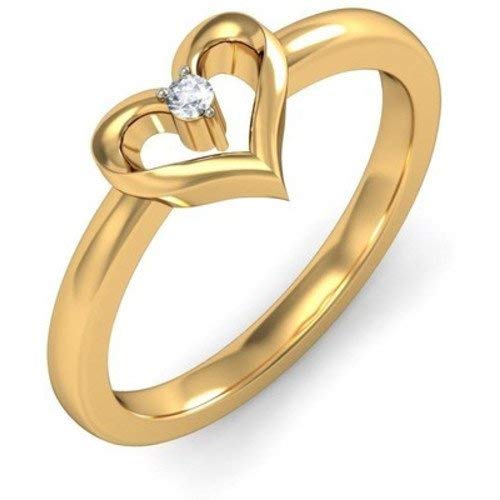 Round Cut White Cubic Zirconia 14K Yellow Gold Over 925 Sterling Silver Love Heart Engagement Wedding Anniversary Ring for Women's - Image 2