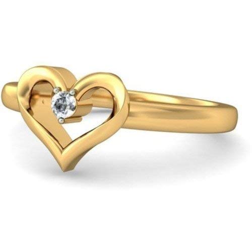 Round Cut White Cubic Zirconia 14K Yellow Gold Over 925 Sterling Silver Love Heart Engagement Wedding Anniversary Ring for Women's - Image 3