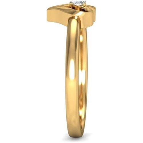 Round Cut White Cubic Zirconia 14K Yellow Gold Over 925 Sterling Silver Love Heart Engagement Wedding Anniversary Ring for Women's - Image 4