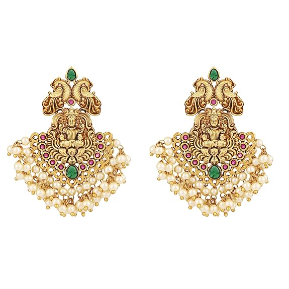 Shining Diva Fashion Latest Stylish Fancy Pearl Choker Traditional Jewellery Set for Women | Temple Necklace Set | Festive Wedding Party Necklace - Image 4