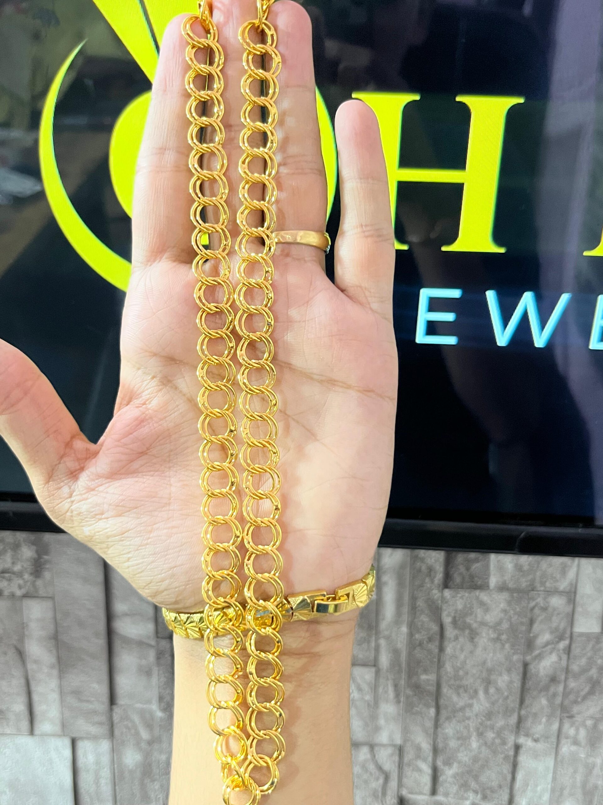 1 Gm Ring Design Gold Chain | Ghena Jewellery - Image 3
