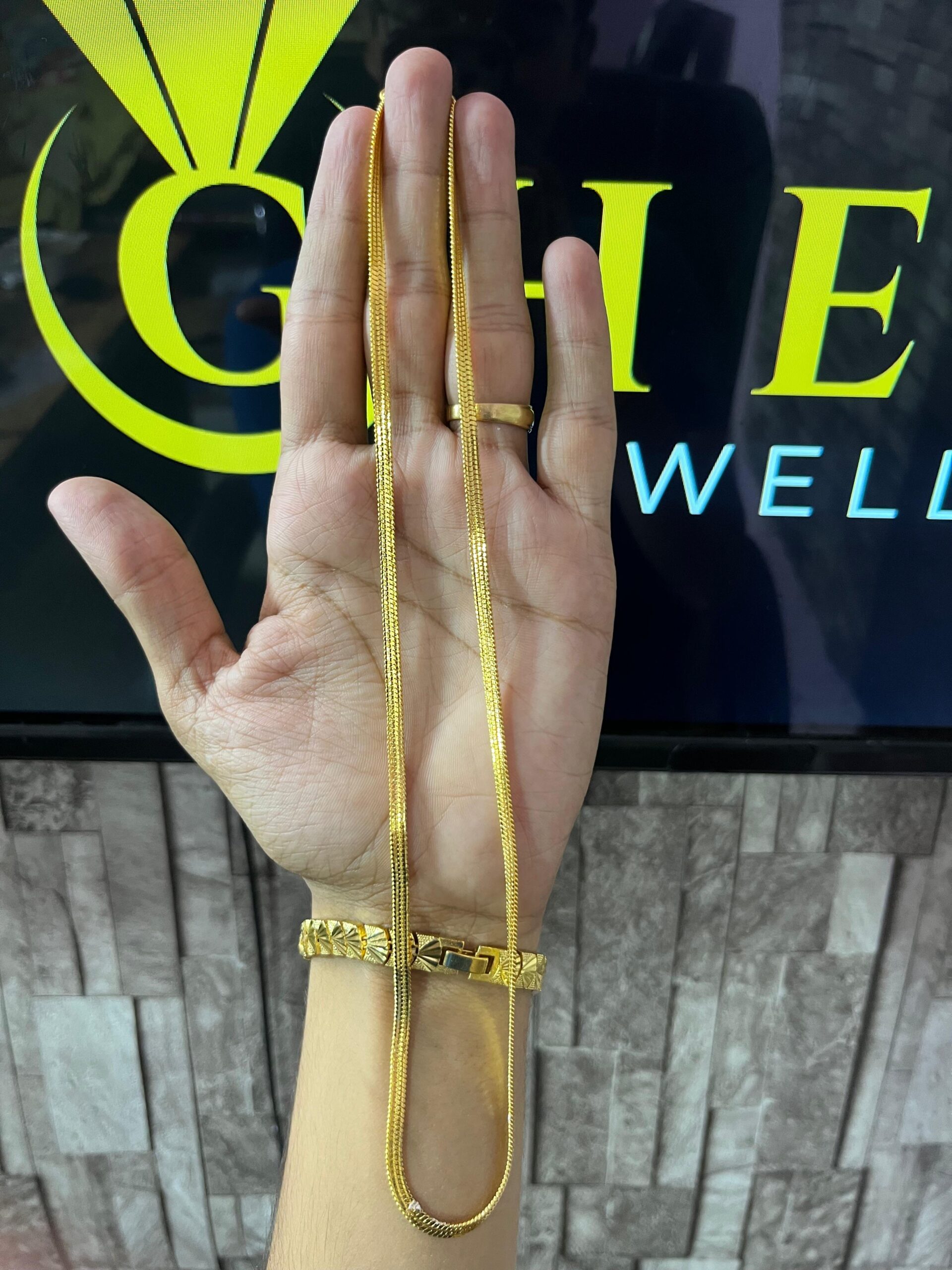 1 Gm snake Design Gold Chain | Ghena Jewellery - Image 2